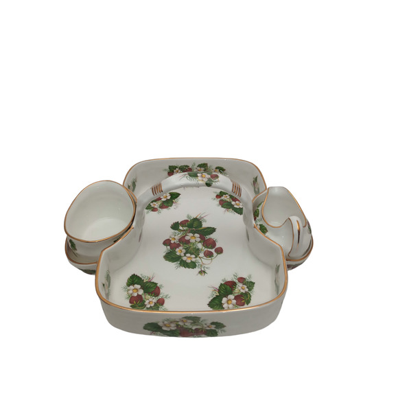 Hammersley & Co. Strawberry Ripe Bone Chine Tea Basket Set - Picture 9 of 9